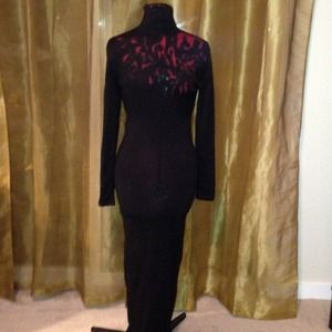 Long black turtleneck sweater dress