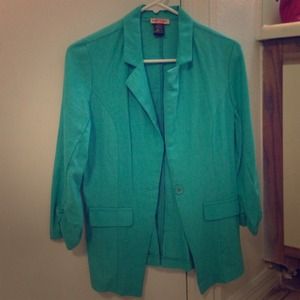 Teal blazer.