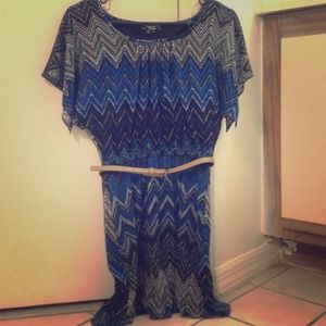 Blue multicolored dress.