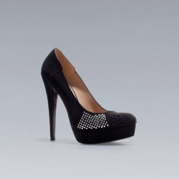 Zara black suede heels, size 7
