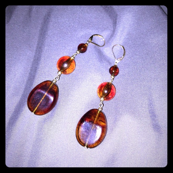 Brown stone earrings