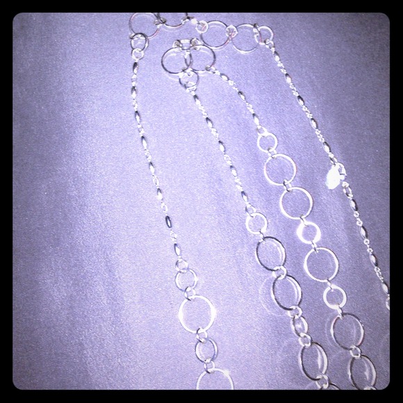 Long silver necklace from Express
