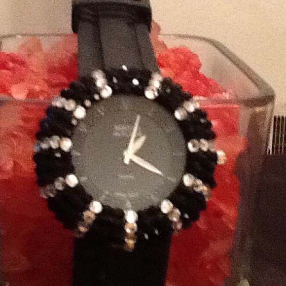 Chunky black and silver watch