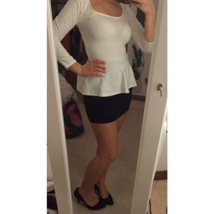 NWT White long sleeve peplum