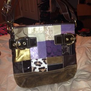 Leather/suede patchwork Coach purse