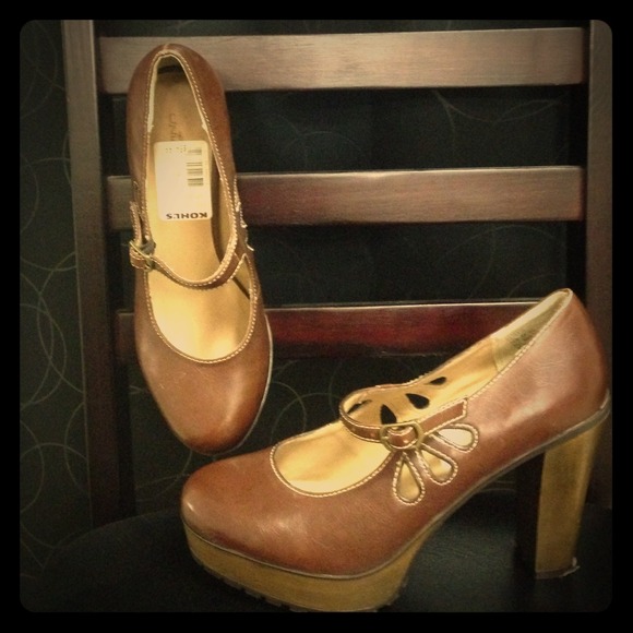 Brown(cognac) platform shoes