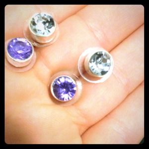 Purple and silver earrings