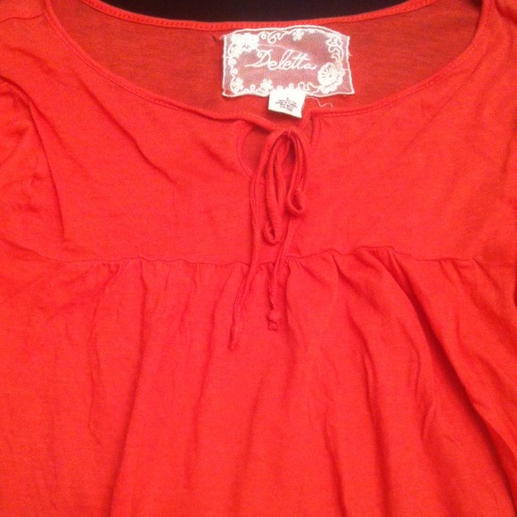 SOLD IN BUNDLE!!! Deletta tissue thin orange top