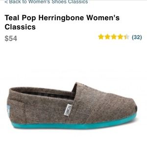 🌀Teal Pop Herringbone TOMS🌀