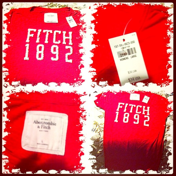 Abercrombie RED Bling ADULT girls LARGE Shirt NWT - Picture 1 of 4