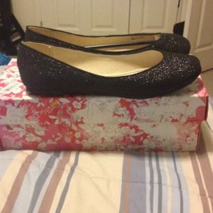Black Glitter Flats