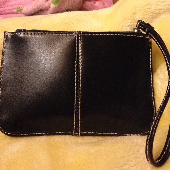 Black Leather Wristlet