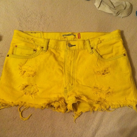 NEVER WORN Bright yellow high waisted shorts!