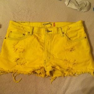 NEVER WORN Bright yellow high waisted shorts!