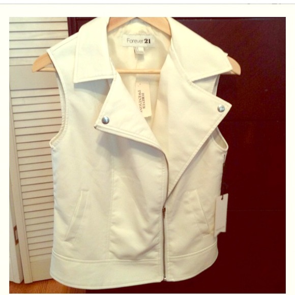 White pleather vest