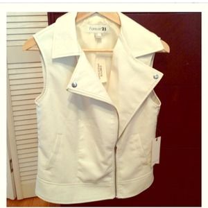 White pleather vest
