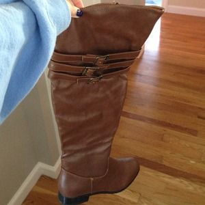 Brown knee high riding boots