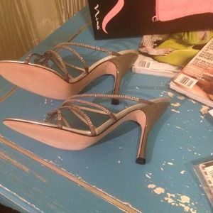 Nina Shoes - Nina 'Galica' Silver Strappy Rhinestone Heels Nina Shoes - Nina 'Galica' Silver Strappy Rhinestone Heels