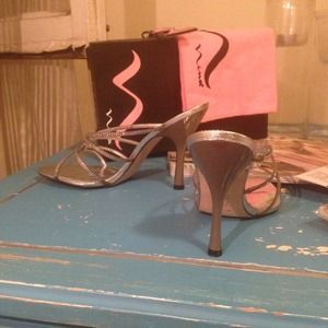 Nina Shoes - Nina 'Galica' Silver Strappy Rhinestone Heels Nina Shoes - Nina 'Galica' Silver Strappy Rhinestone Heels