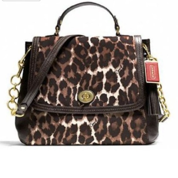 NWT Coach Park Chain Ocelot Print Flap Bag