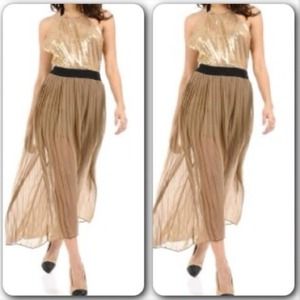Gold halter top dress