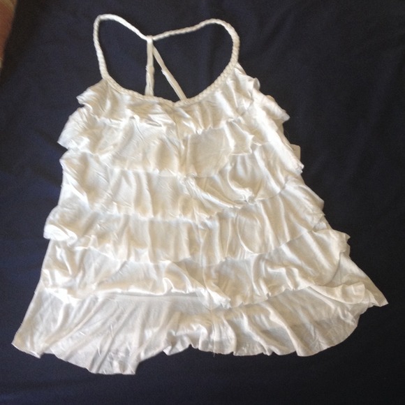 White ruffle tank