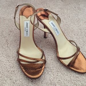 Jimmy Choo Bronze Snakeskin Heels