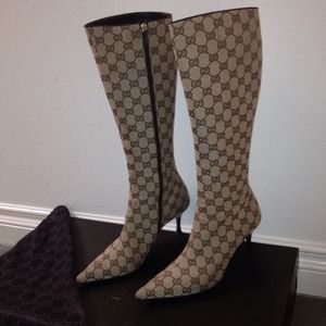 Authentic brown Gucci monogram boot