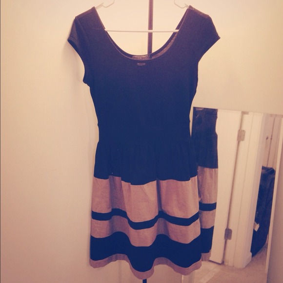 Black and light brown striped dress