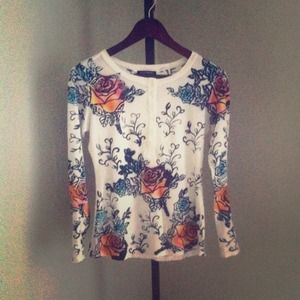 Boston proper colorful floral Henley