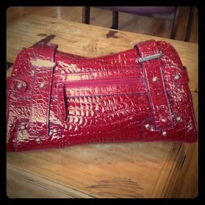 Croc print red hand bag