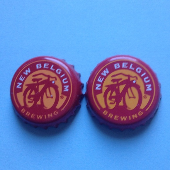 New Belgium Brewing Bottle Cap Earrings.