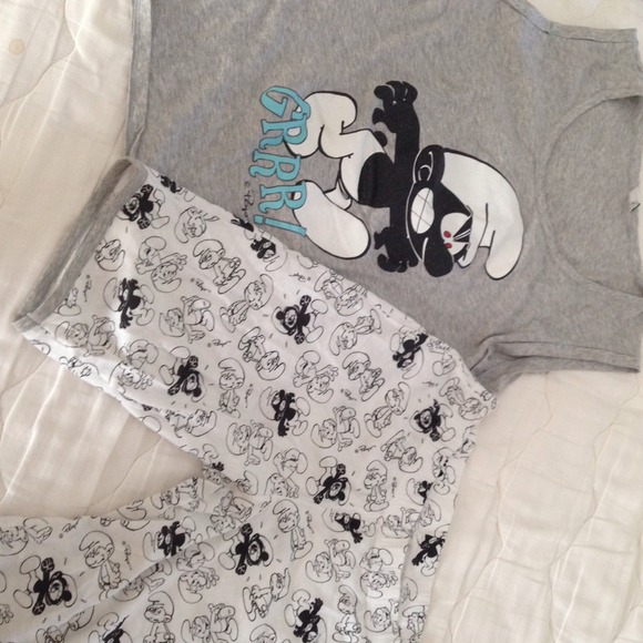 Smurf pj top & shorts