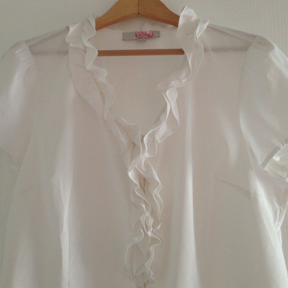 *RESERVED* LOFT Ruffle short-sleeve button down