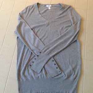 LOFT Heather gray sweater with button detail