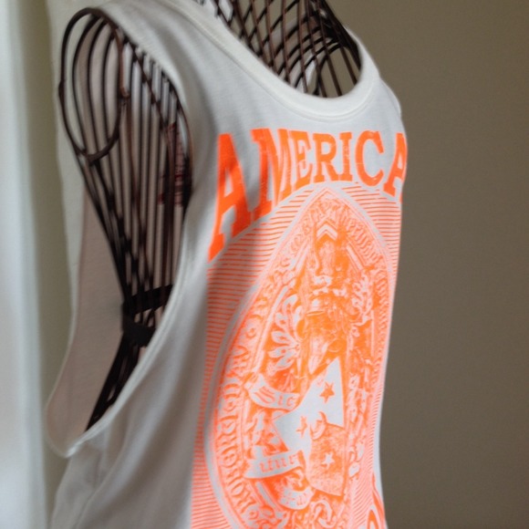 Neon orange ANERICAN REVOLUTION tank top - Picture 2 of 3