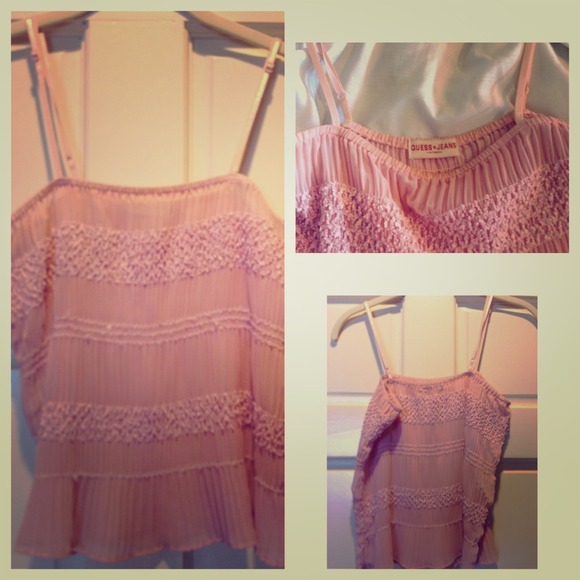 Guess Sexy Sheer Beaded Pink Top
