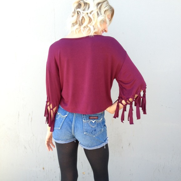 Merlot Fringe crop top