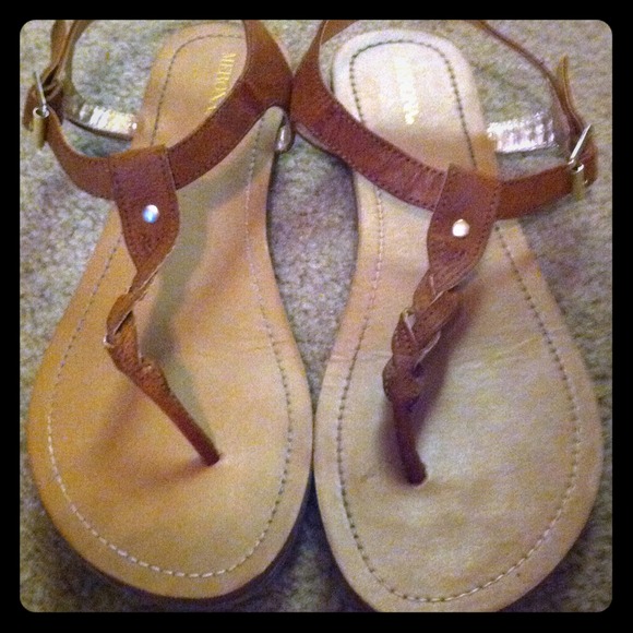 Brown sandals.