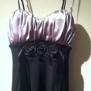 a beautiful grey top and black bottom dress