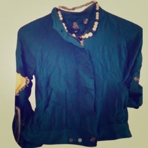 Mine turquoise cotton zip jacket $5 when bundled!