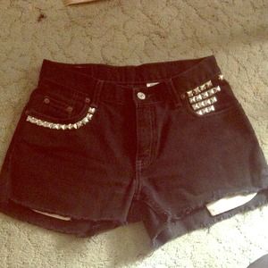 Black denim high waisted shorts
