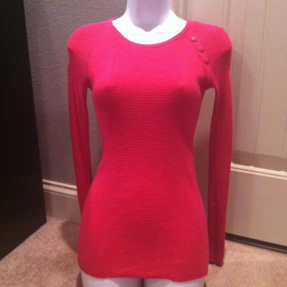 Moda International  Tops - Hot Pink Long Sleeve Waffle Top