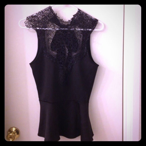 Victorian Laced Peplum Black