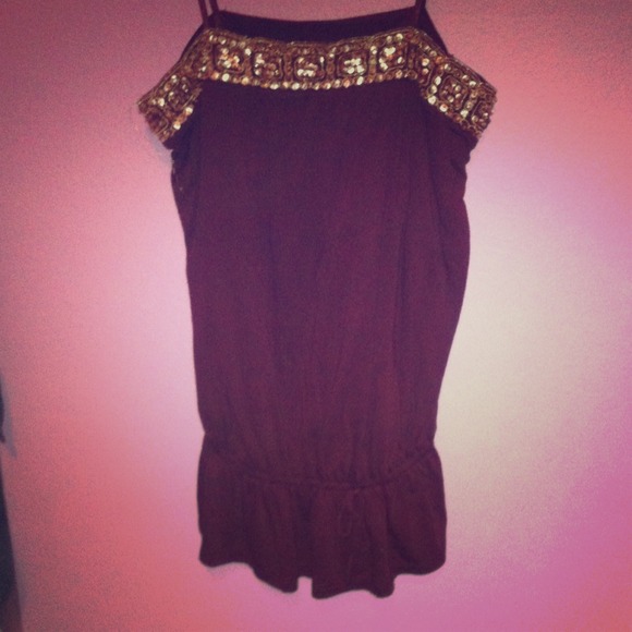 Sequined maroon tank top
