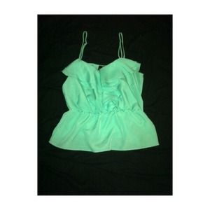 Teal tank top, spaghetti strap