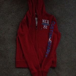 Bright Red Hollister Zip Up Jacket