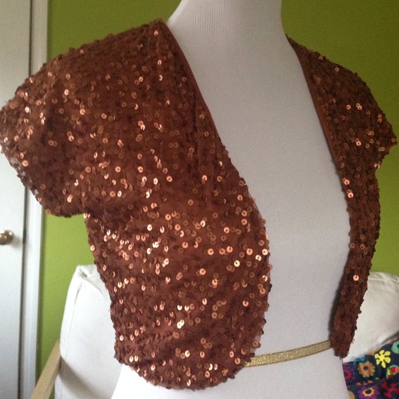 R 21 Jackets & Coats Nwt Sequin Copper Shrug Poshmark