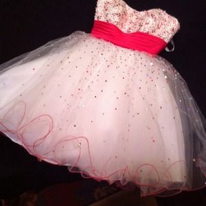 Tea length white taffeta dress