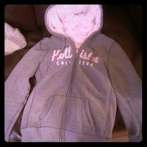 *HOLD* Grey Hollister hoodie with fur